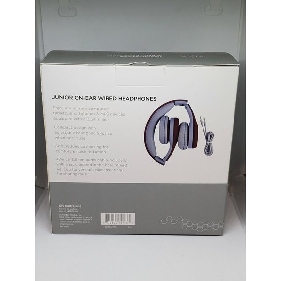 Ativa Junior On-Ear Wired Headphones Red and Gray for Kids with Audio Cable NIB - Picture 4 of 5